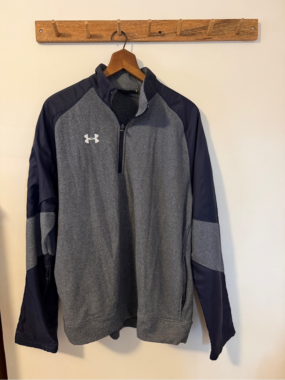 Under Armour Men's Heather Gray and Navy Performance Quarter-Zip Pullover